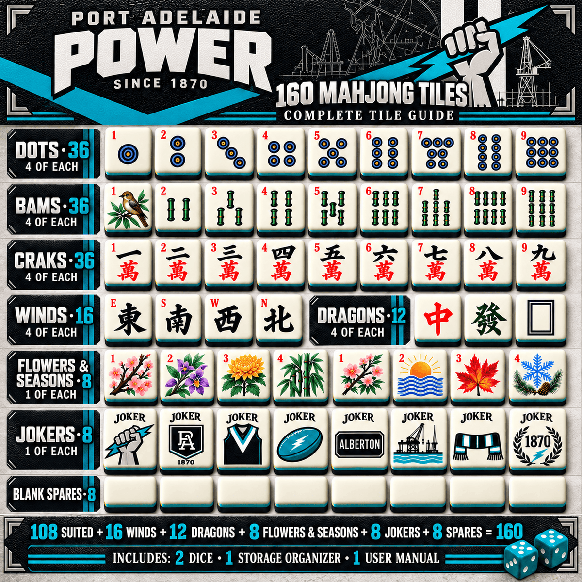 Premium PADP Mahjong Tiles Set PVNA