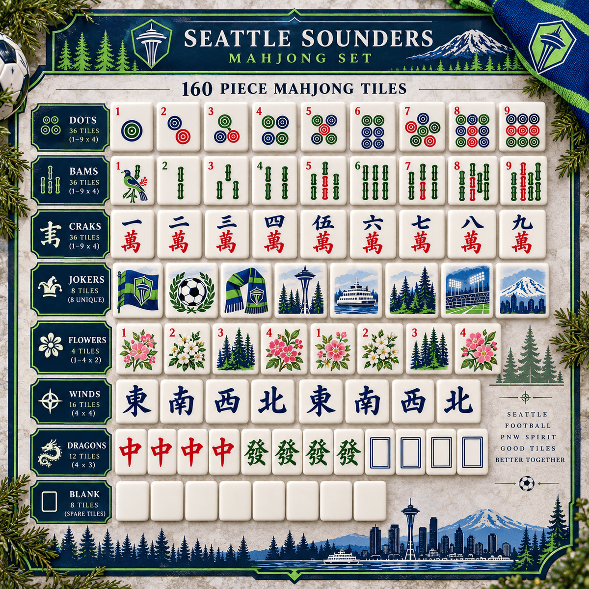 Premium SS Mahjong Tiles Set TNSM