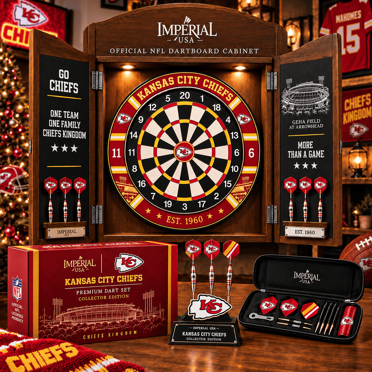 FGT Premium Dartboard Cabinet Set – Wall-Mounted Dart Game PNPA