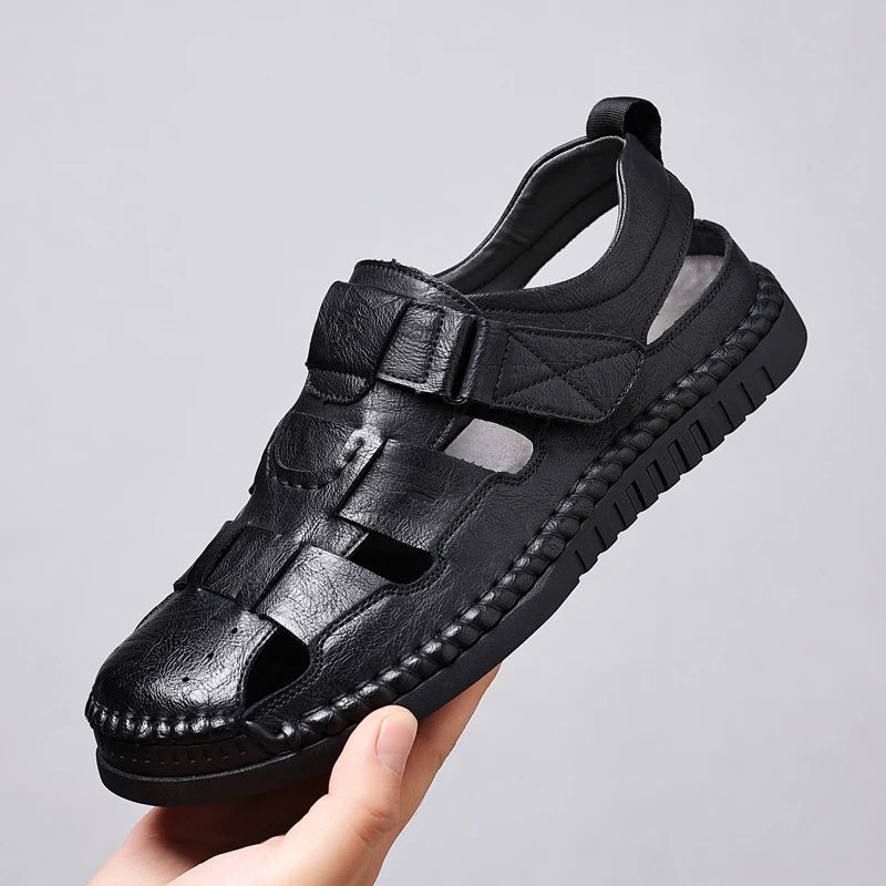 Summer Men's Genuine Leather Sandals Casual Outdoor Beach Shoes Roman Style Comfortable Mens Footwear for Spring And Autumn